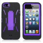 Wholesale iPhone 5 5S Armor Hybrid Case with Stand (Black-Purple)
